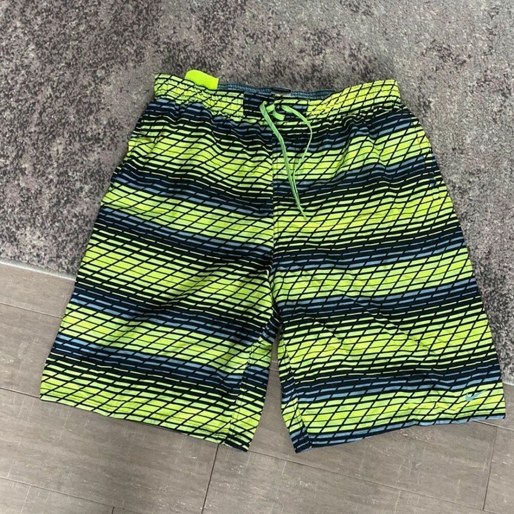 NIKE Men's Neon Green Black Surfing Swim Trunks Board-shorts Sz XL